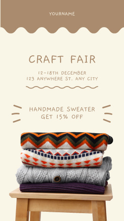 Discount Announcement for Handmade Sweaters Instagram Story Modelo de Design