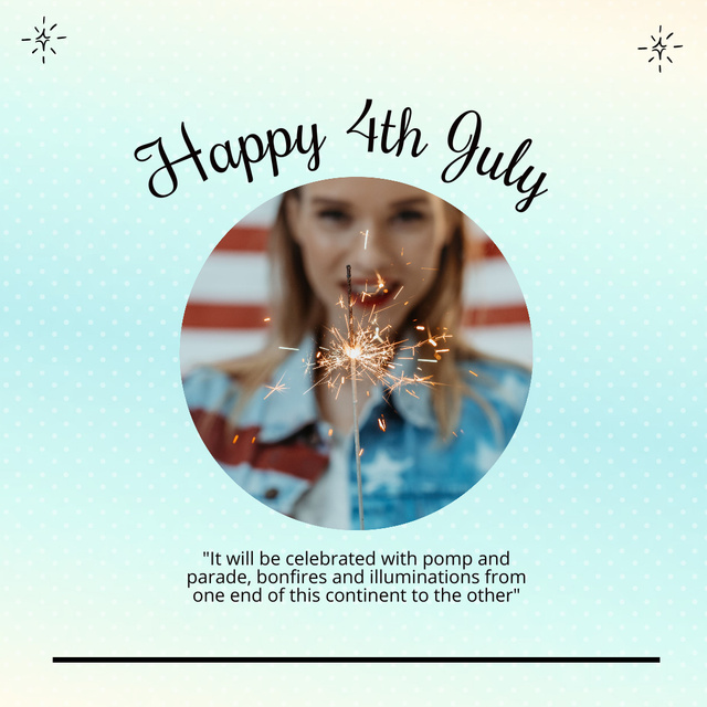 Wishing Happy Independence Day Of The USA With Sparklers Instagram Design Template