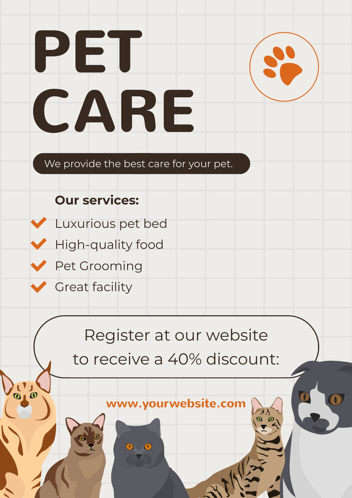 Ontwerpsjabloon van Poster van Cats Care Center's Ad