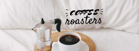 Designvorlage kaffee am wochenende morgens im bett für Facebook cover