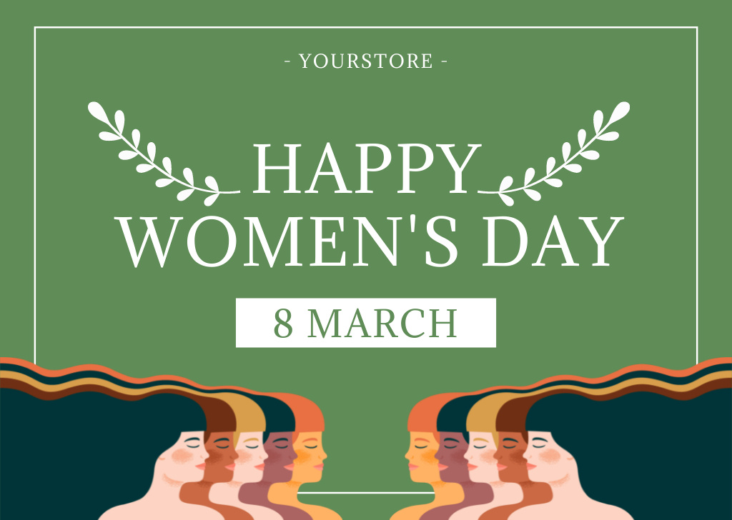 International Women's Day Celebration with Creative Illustration Postcard – шаблон для дизайну