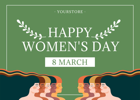 International Women's Day Celebration with Creative Illustration Postcard Design Template