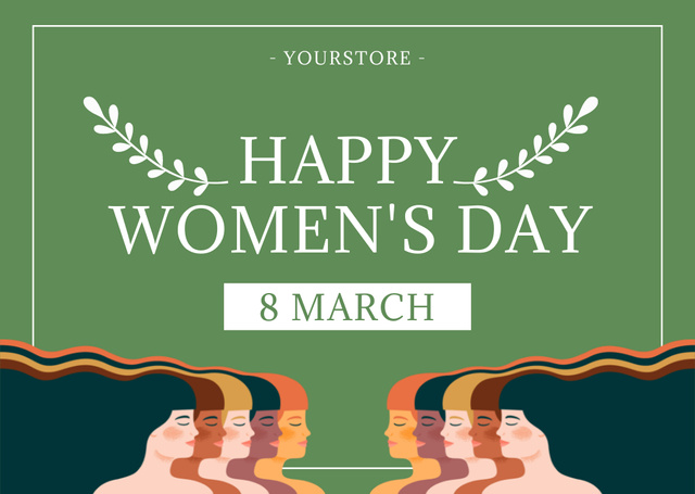 International Women's Day Celebration with Creative Illustration Postcard Šablona návrhu