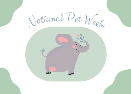 National Pet Week with Baby Elephant Postcard 5x7in Design Template