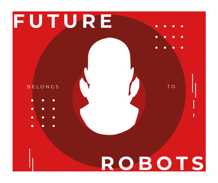 Futuristic Android robot model Facebook Design Template