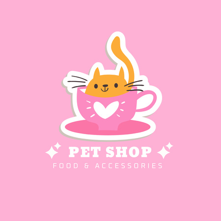 Modèle de visuel Pet Shop Ad with Cute Cat - Logo