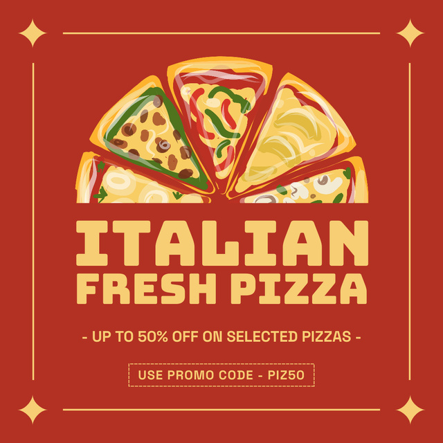 Discount on Selected Types of Pizza on Red Instagram Šablona návrhu