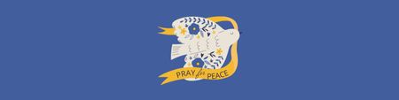 Plantilla de diseño de Pigeon with Phrase Pray for Peace in Ukraine LinkedIn Cover 