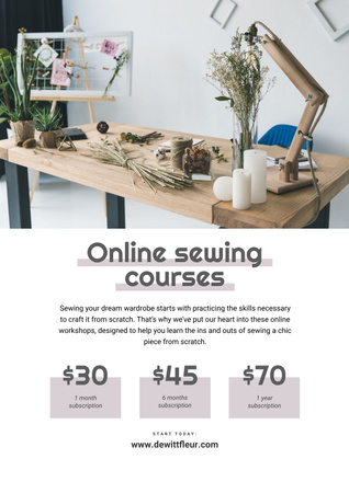 Online Sewing Courses Poster Design Template
