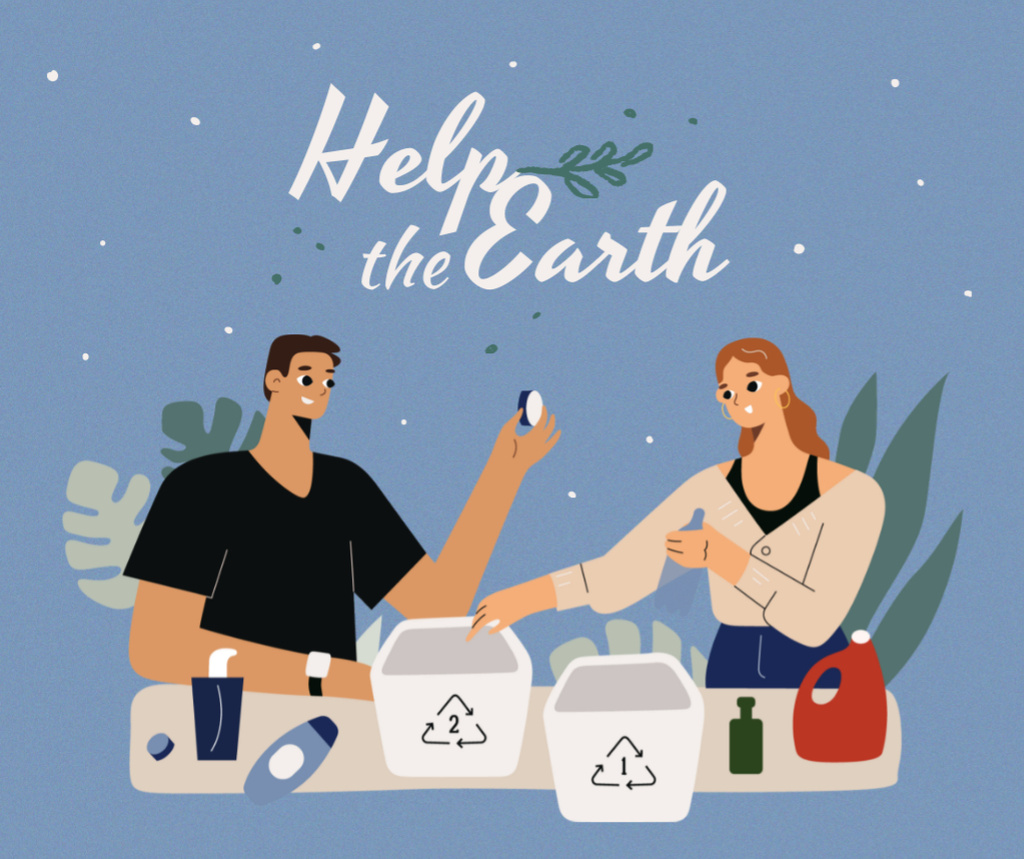 Modèle de visuel Eco Concept with People recycling Products - Facebook