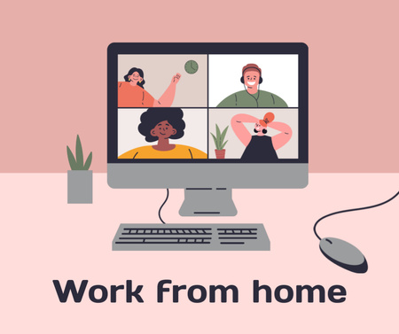 Motivation to Work from Home Facebook Design Template