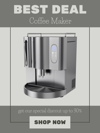 Platilla de diseño Best Price on Coffee Maker Grey Poster US