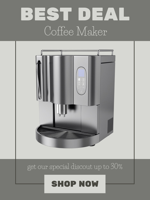 Designvorlage Best Price on Coffee Maker in Grey für Poster US