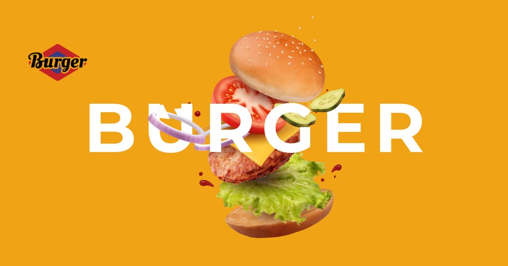 Fast Food restaurant promotion with Burger Facebook AD Design Template