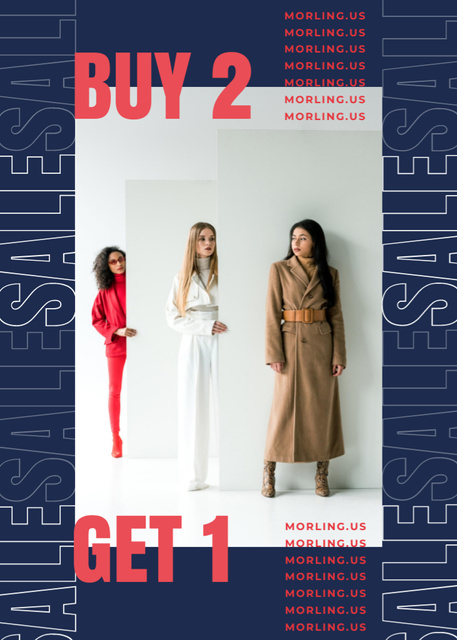 Fashion Offer Women in Stylish Outfits in Studio Flayer tervezősablon