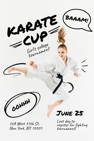 Karate Tournament Announcement Invitation 6x9in Modelo de Design