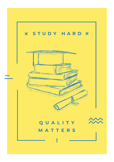 Stack of books with graduation hat Poster – шаблон для дизайна
