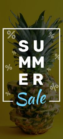 Ontwerpsjabloon van Flyer 3.75x8.25in van Summer Sale with Tropical Pineapple in Yellow