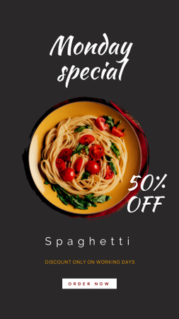Ontwerpsjabloon van Instagram Story van Heerlijke Spaghetti Sale Aanbieding