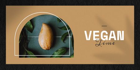 Vegan Lifestyle Concept with Vegetable and Leaves Twitter Tasarım Şablonu