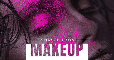 Ontwerpsjabloon van Facebook AD van Beauty Services Offer with Woman in Bright Makeup