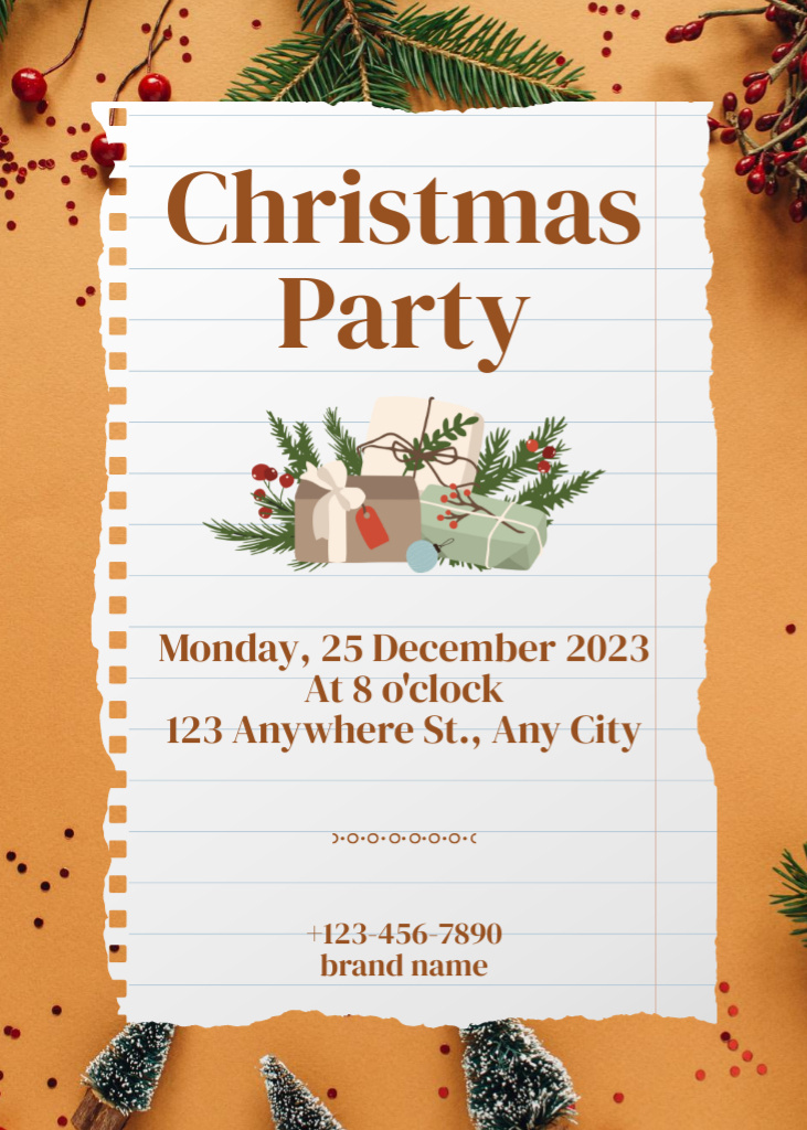 Announcement of Christmas Celebration with Presents Invitation Design Template