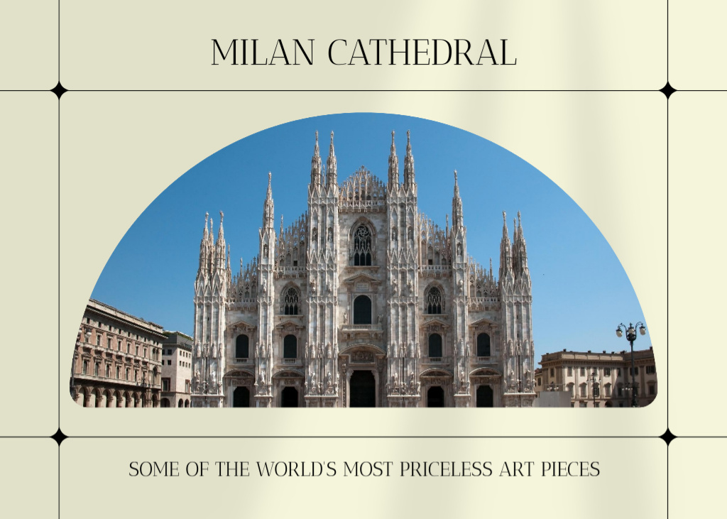 Tour to Italy and Milan Cathedral Postcard 5x7in – шаблон для дизайна