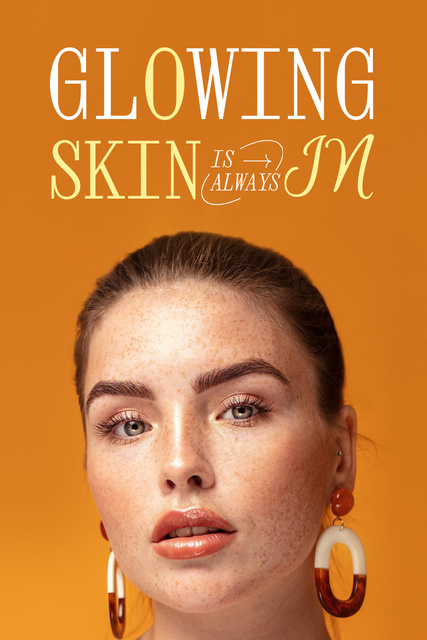 Platilla de diseño Young Beautiful Woman with Glowing Skin Pinterest