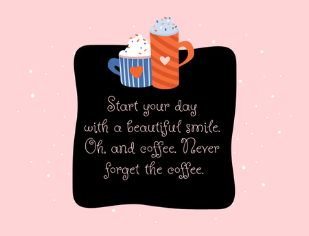 Plantilla de diseño de Citation About Starting Day With Coffee Postcard 4.2x5.5in 