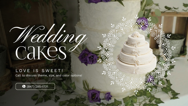 Plantilla de diseño de Wedding Sweet Cakes With Flowers Offer Full HD video 