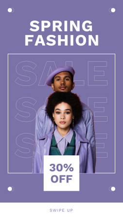 Modèle de visuel Annonce d'offres de mode de printemps sur violet - Instagram Story