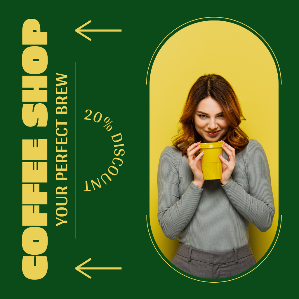 Hot Coffee In Paper Cup With Discounts In Coffee Shop Offer Instagram Modelo de Design