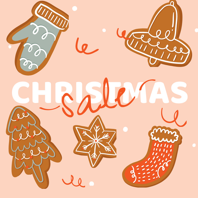 Modèle de visuel Gingerbread Cookies for Christmas sale - Instagram AD