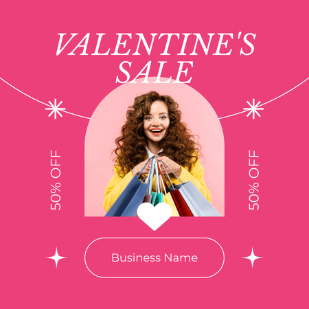 Happy Valentine's Day Shopping Instagram AD Design Template