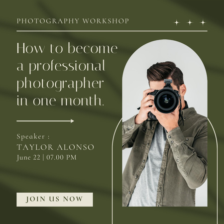Photography Workshop Invitation Instagram Tasarım Şablonu