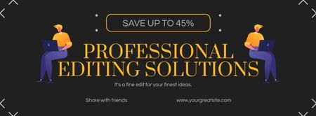 Standardized Editing Service Offer With Discounts Facebook cover Design Template