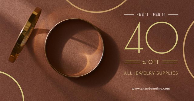 Ontwerpsjabloon van Facebook AD van Valentine's Day Jewelry golden Rings