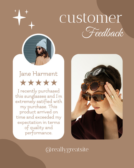 Designvorlage Customer Feedback on Sunglasses für Instagram Post Vertical