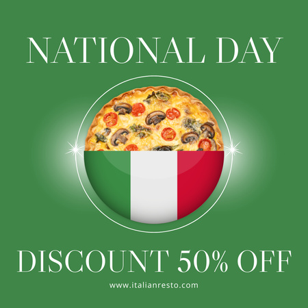 Desconto do Dia Nacional da Itália em Pizza Instagram Modelo de Design