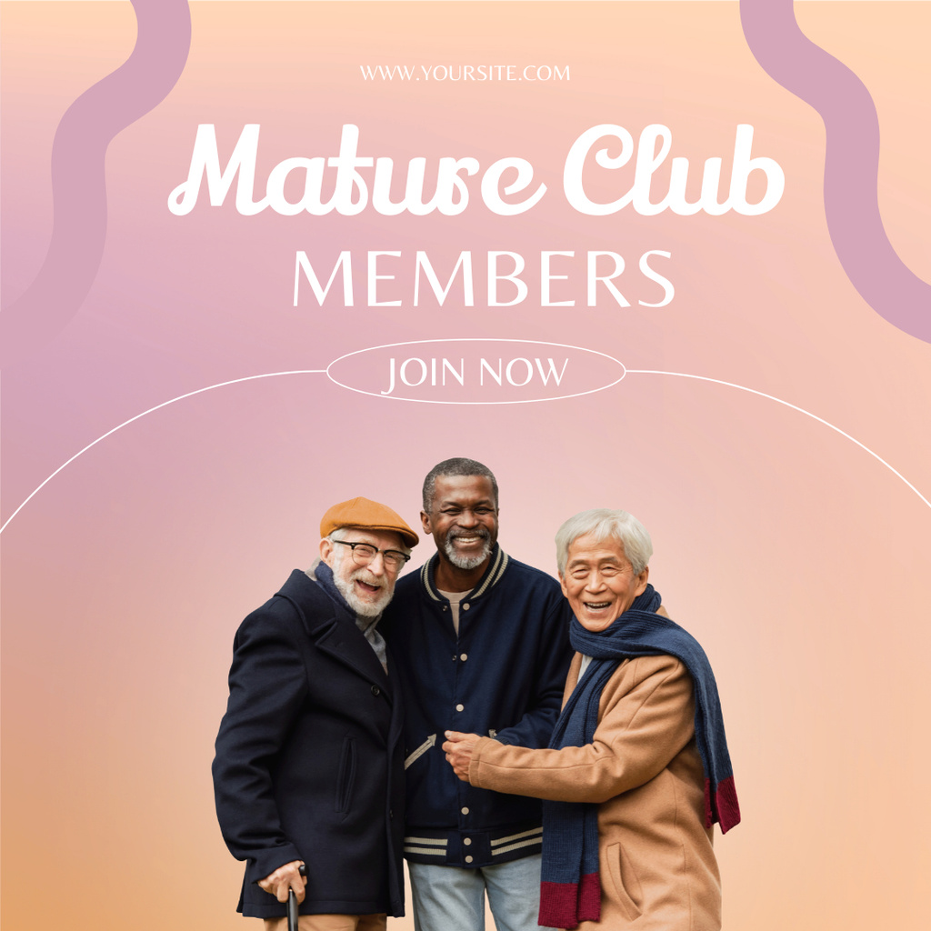 Designvorlage Mature Club Members With Friends für Instagram