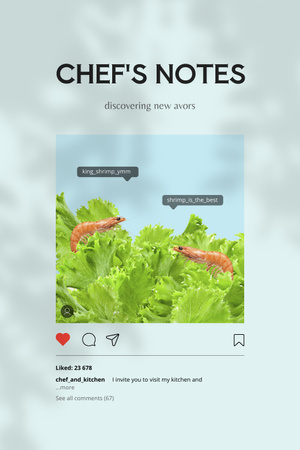Plantilla de diseño de Funny Shrimps in Fresh Lettuce Pinterest 