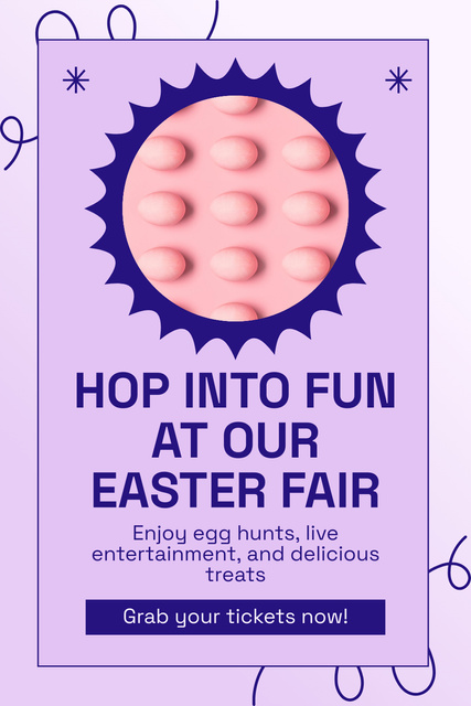 Ontwerpsjabloon van Pinterest van Easter Fair Event Announcement with Pink Eggs