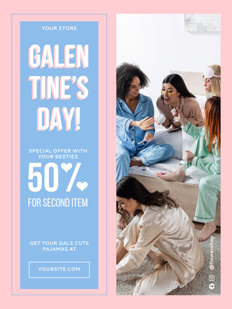 Designvorlage Freunde, die Galentines Tag feiern für Poster US