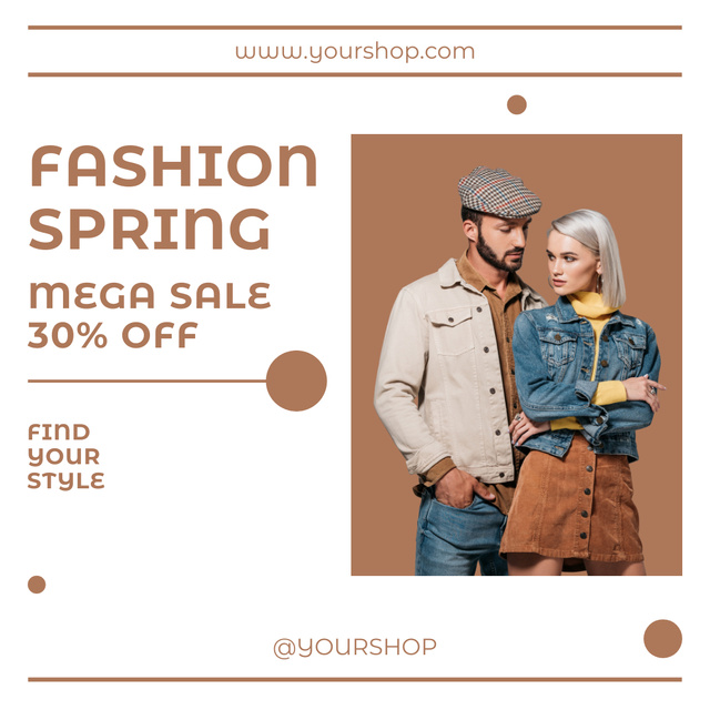 Fashion Spring Sale with Stylish Couple Instagram Modelo de Design
