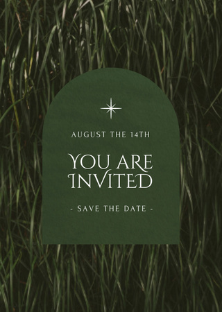 Wedding Announcement With Green Grass Postcard A6 Vertical Design Template