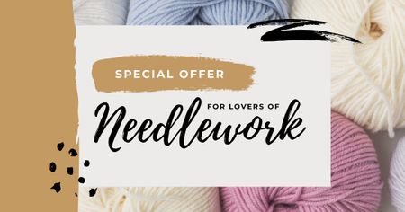 Plantilla de diseño de Colorful Threads for Sewing and Knitting Facebook AD 