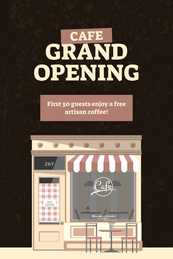 Small Cafe Grand Opening Event Pinterest Design Template