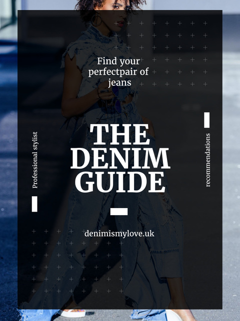 Denim Fashion Trends Guide Poster US Design Template