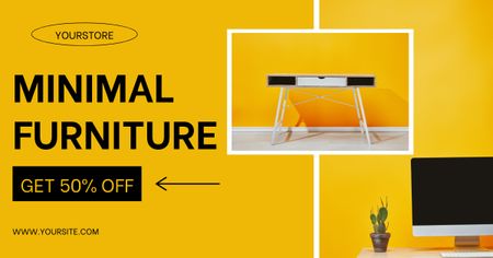 Nabídka minimalistického nábytku se stylovým stolem Facebook AD Šablona návrhu