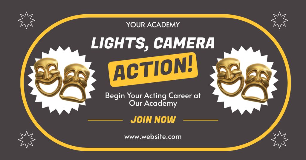 Template di design Promo of Acting Academy on Grey Facebook AD